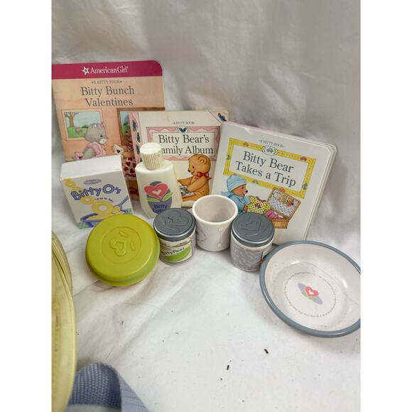 American Girl Bitty Baby w/ Backpack & Accessories Food Brown Hair Brown Eyes GS - Picture 9 of 10